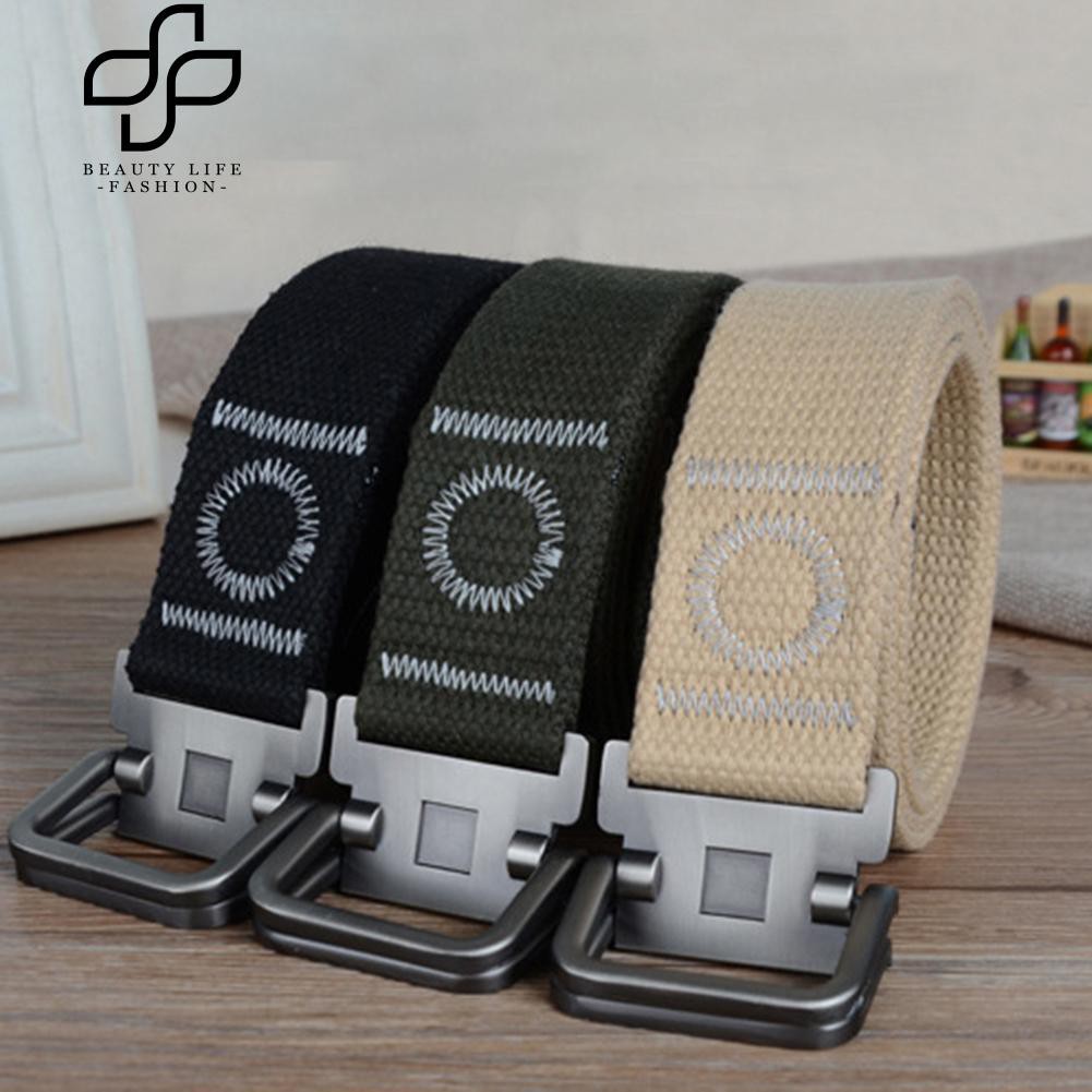 Thắt lưng vải canvas mặt khóa kim loại cho nam dài 120cm rộng 3.8cm