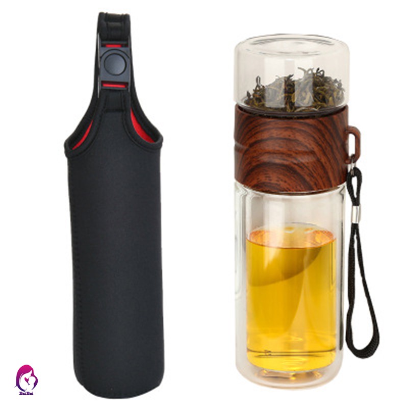 【Hàng mới về】 Double Wall Glass Water Bottle Tea and Water Separation Bottle Mug Cup with Tea Infuser Home Office