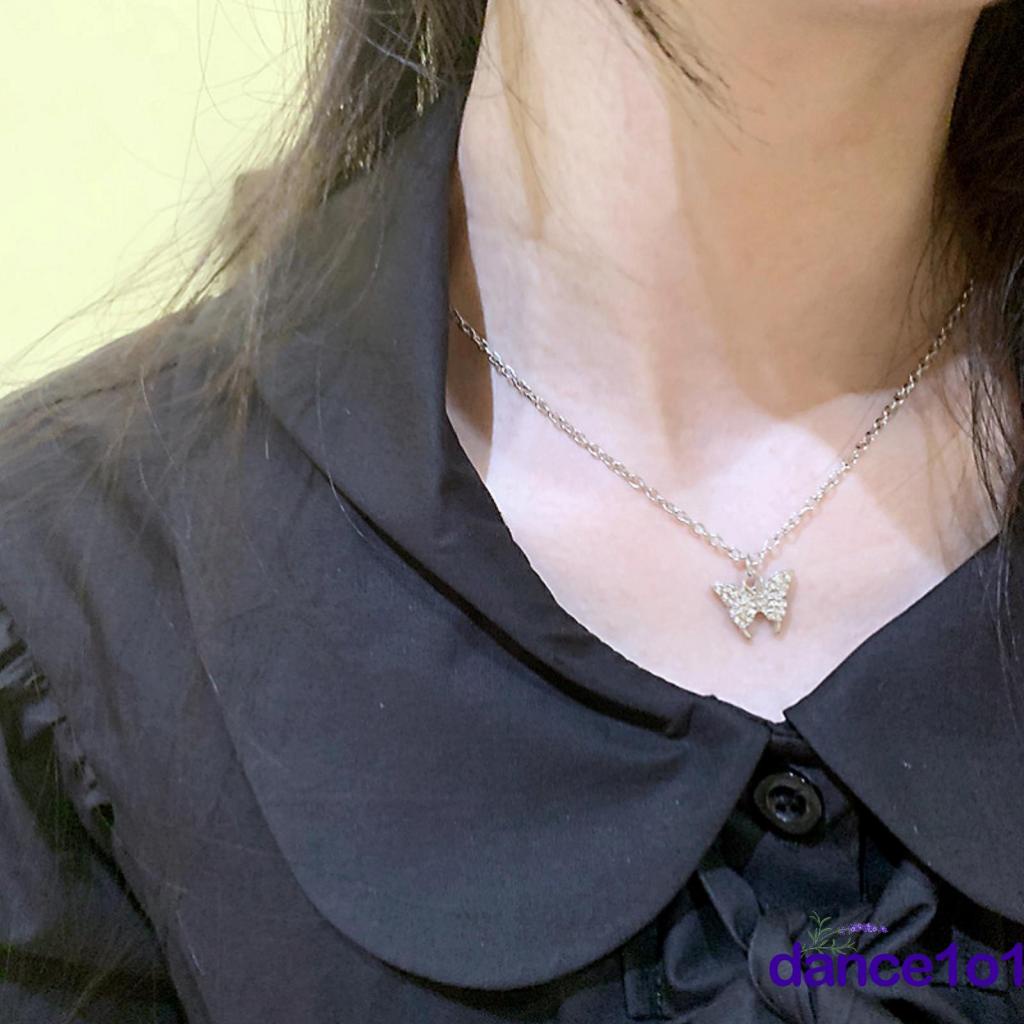 Vòng cổ hai lớp mặt hình bướm đính đá thời trang cho nữ