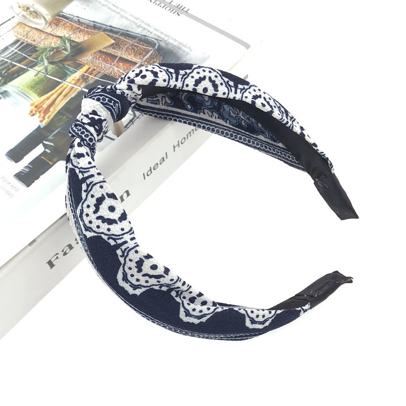 Băng Đô Vải Thắt Nơ In Họa Tiết Phong Cách Retro Nhật Hàn Sáng Tạo Cho Nữ