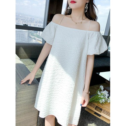 Đầm Trễ Vai Tay Phồng form rộng siêu dễ thương, 3 màu: vàng, trắng, xanh