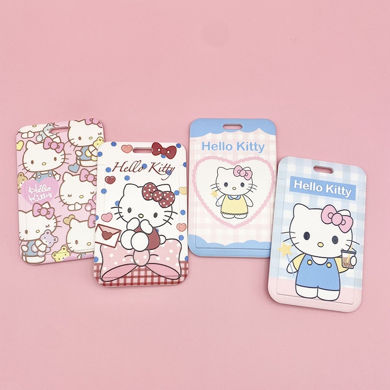 Vỏ Bọc Thẻ Hình hello kitty Dễ Thương Kèm Dây Đeo Tiện Dụng Cho Học Sinh