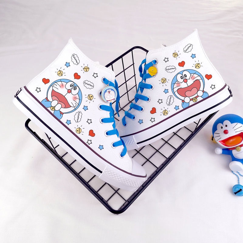 Giày Canvas Cột Dây Hoạ Tiết Doraemon Thời Trang Mùa Hè Dành Cho Nữ 2022