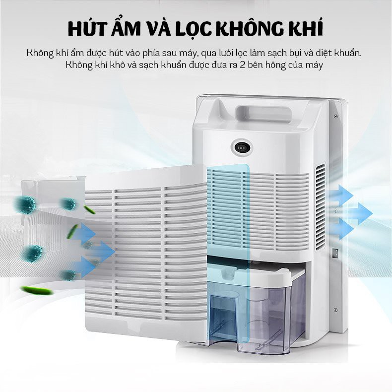 (Bh 1 năm) Máy hút ẩm kiêm lọc không khí Yangzi CS-10F công nghệ hút ẩm Hybrid màn hình LED hiển thị nhiệt độ độ ẩm