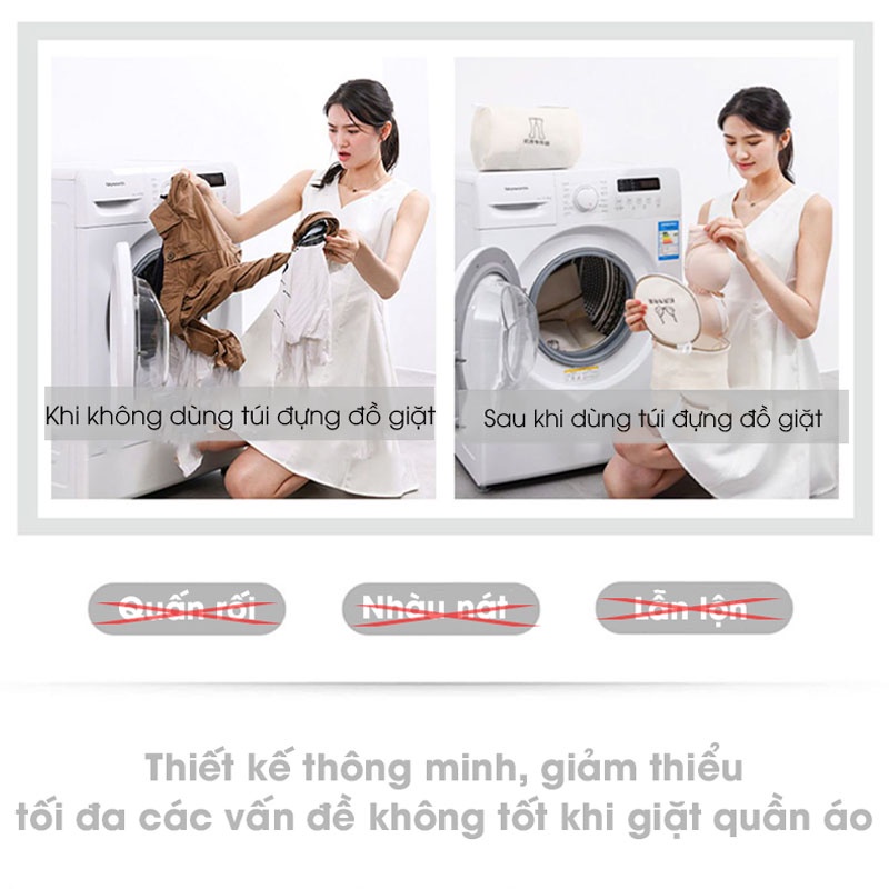 Túi giặt đồ máy giặt 3 lớp cao cấp, túi lưới giặt quần áo đồ lót có khóa kéo BeeJoo