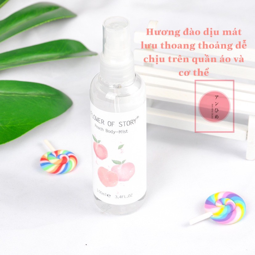 Body Mist Xịt Thơm Cơ Thể Unisex Hương Đào - Hoa Hồng - Lavender