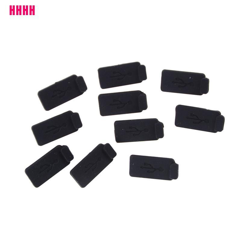 Set 10 Nút Cao Su Silicon Mềm Màu Đen Đậy Cổng Usb Chống Bụi Cho Pc Laptop