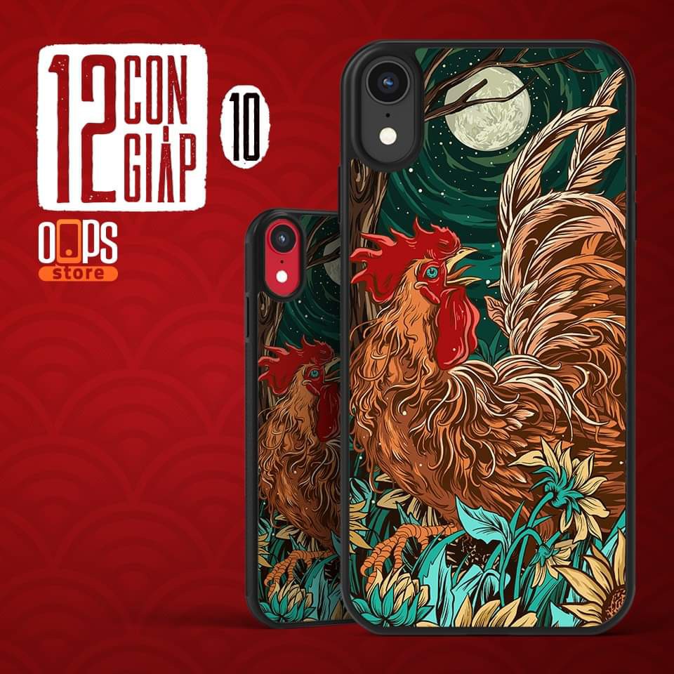ỐP IPHONE LƯNG KÍNH -12 CON GIÁP dành cho ip 6 đến 13promax Dậu - Tuất - Hợi - k327