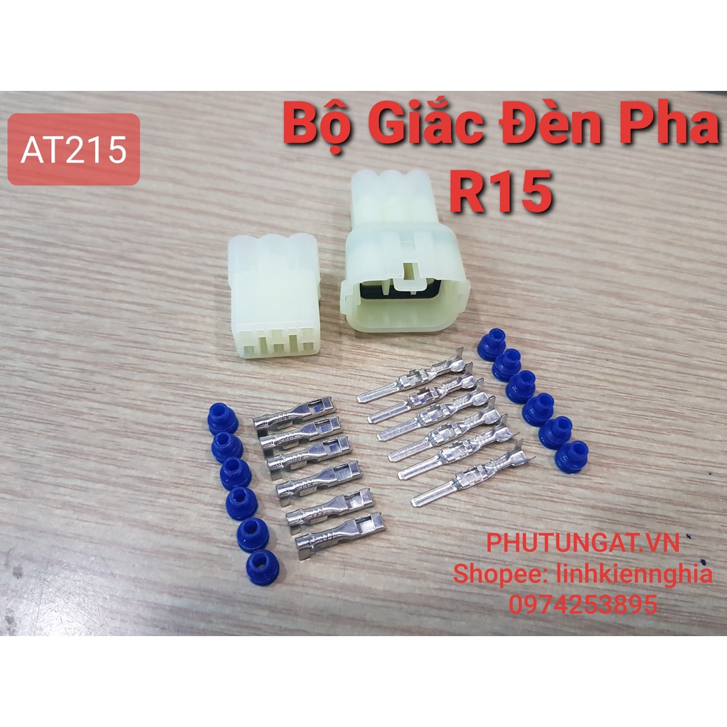 Bộ Giắc Đèn Pha Xe R15 Jack 6 lỗ 6P Chống Nước AT215