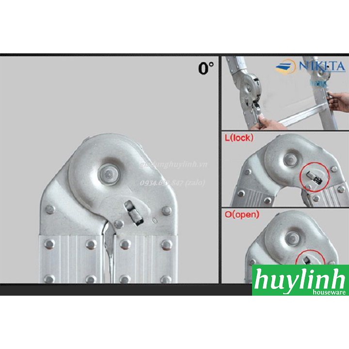 Thang nhôm gấp 4 đoạn Nikita GA37 - 3.7 mét