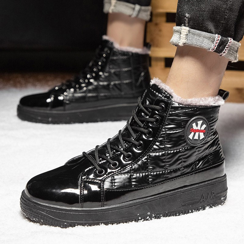 Giày Bốt Martin Cổ Cao Chất Liệu Da Cotton Phối Nhung Dày Giữ Ấm Mùa Đông Cho Nam 2021 | BigBuy360 - bigbuy360.vn