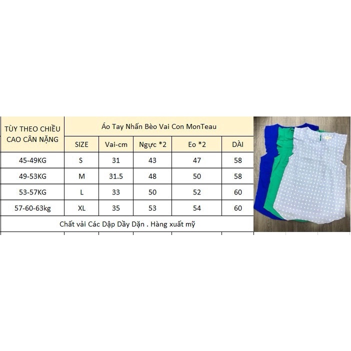 Áo Tay Bèo Con Monteau 45-60kg - 3162 - vui Lòng xem bản size kích thước