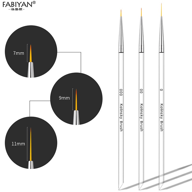 Bộ 3 cây cọ vẽ móng trang điểm móng tay Fabiyan bằng acrylic chuyên dụng