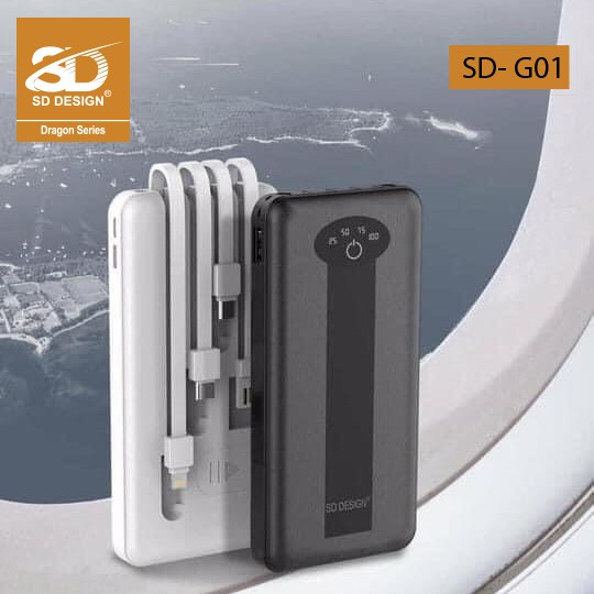 Sạc Pin Dự Phòng Đa Năng G01 10.000 mAh  Tích Hợp 4 Cáp Sạc siêu tiện lợi - Bảo hành 12 tháng chính hãng SD Design