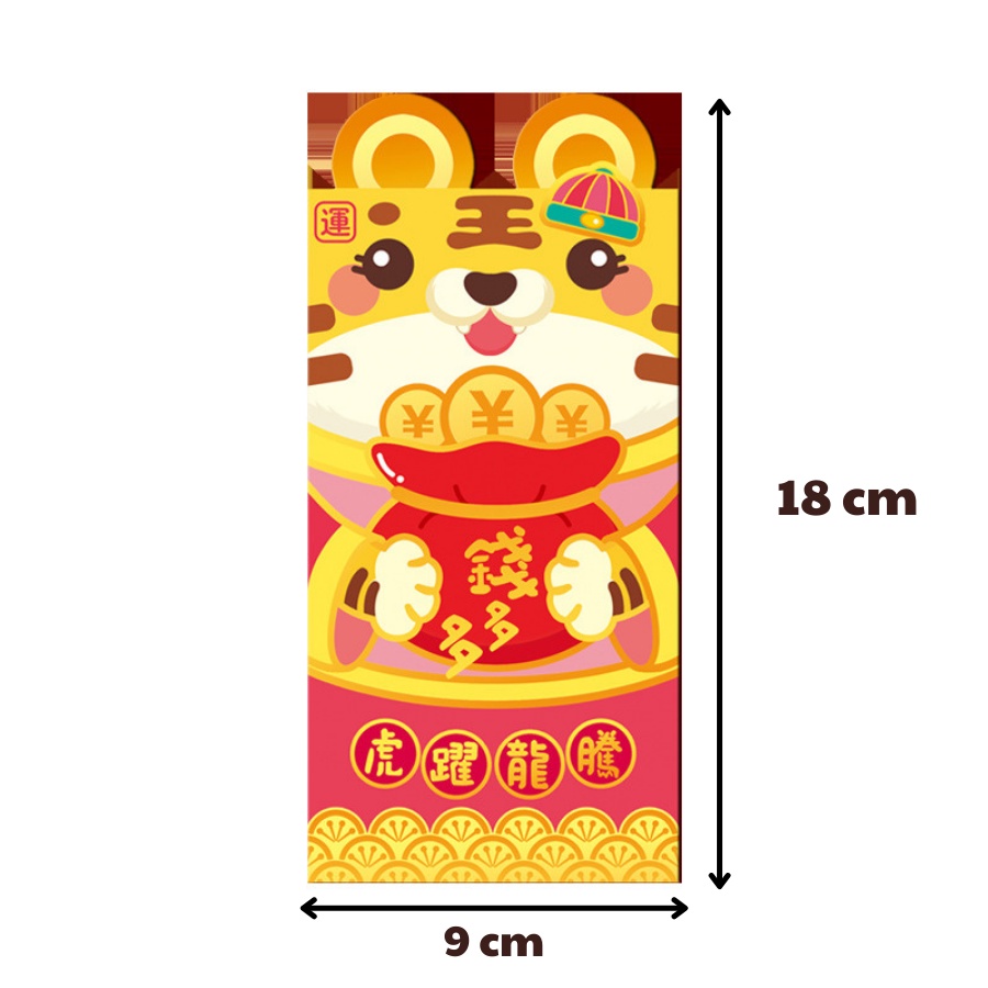 Lì Xì Đỏ Hình Con Hổ 2 Size Cỡ Lớn Nhỏ Hình Hổ Tết 2022 May Mắn Bé Bebe