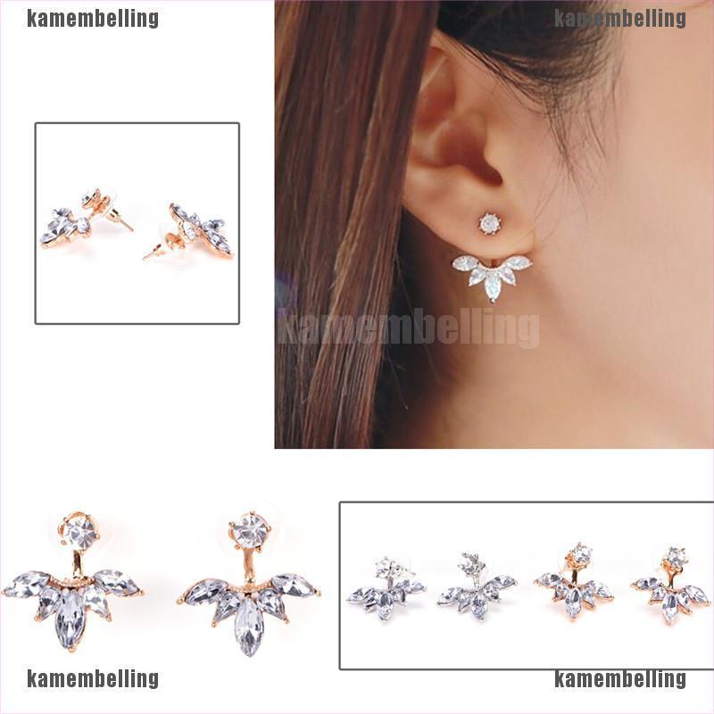 (kam) Bán Chạy Bông Tai Kẹp Hình Chiếc Lá Đính Đá Thời Trang Cho Nữ