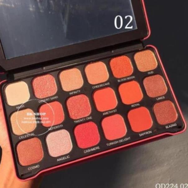 Bảng phấn mắt  Odbo Dreaming OD224 Gồm 18 ô màu lì và ánh nhũ, tông cam nâu đất - bonshop.store