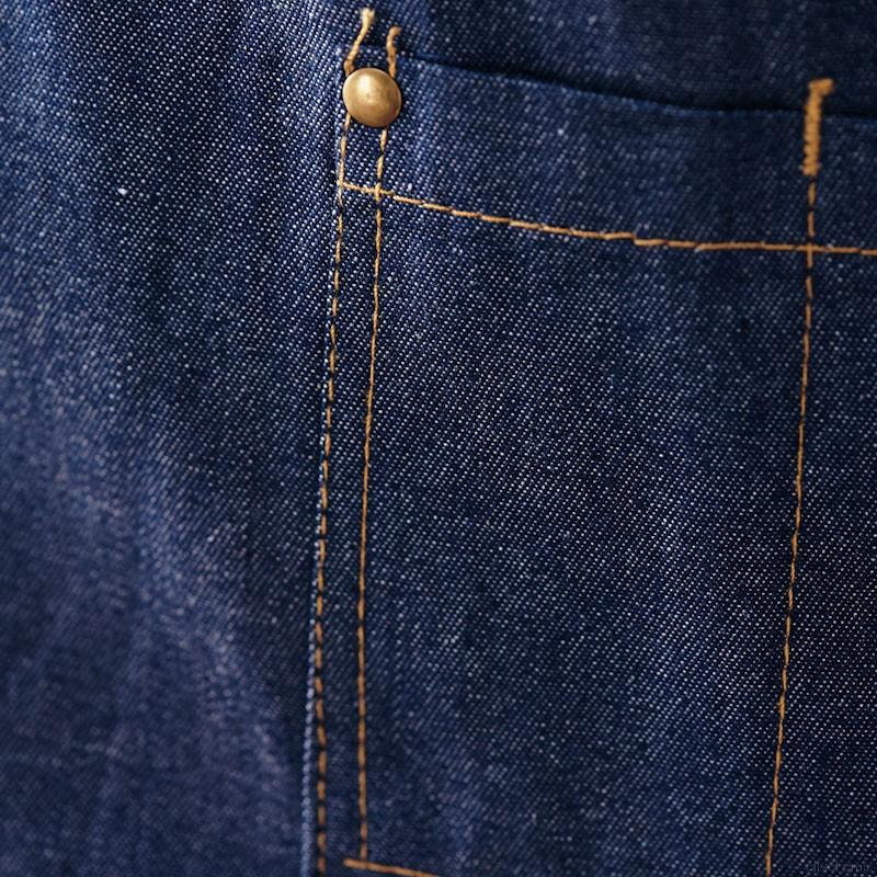 Tạp Dề Vải Denim Thiết Kế Có Túi Thời Trang Unisex