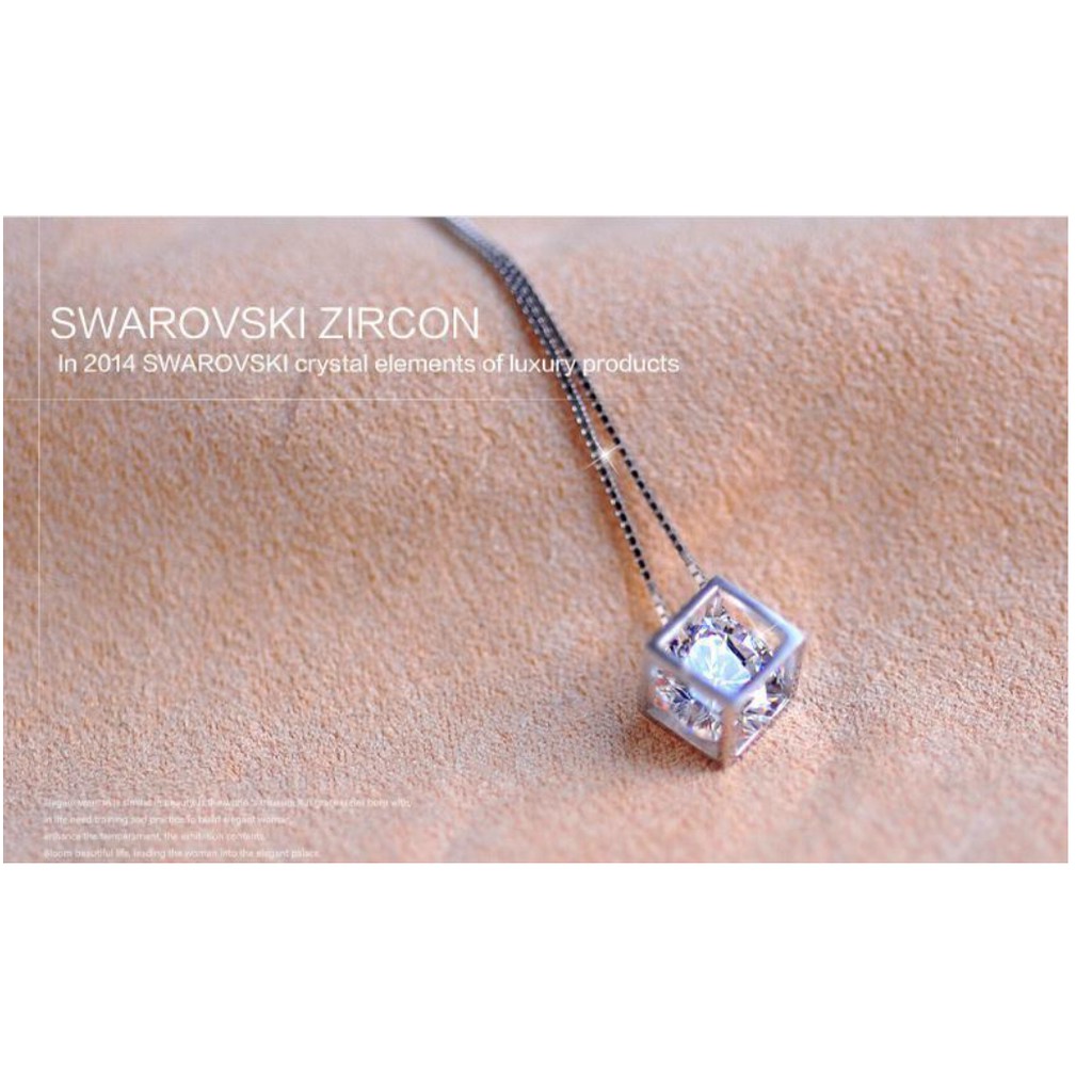 Dây Chuyền Bạc S925 Hình Vuông Zircon LOVE MAGIC Phong Cách Hàn DCBACLOVEMAGIC