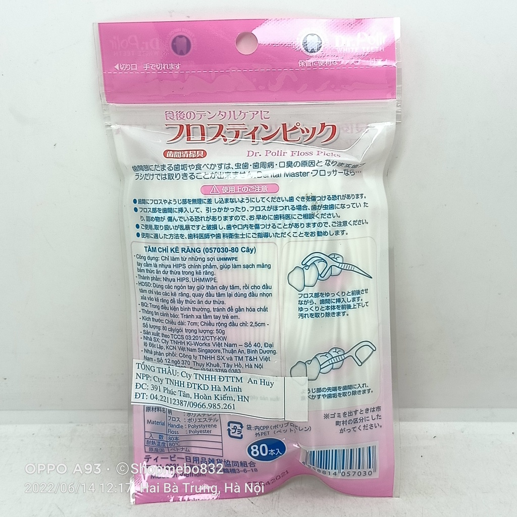 Chỉ nha khoa Dr.Polir floss picks shining teeth gói hồng 80 cây