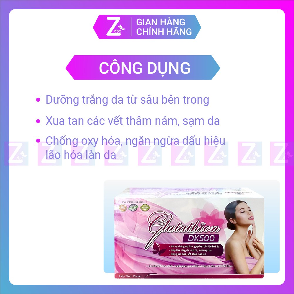 Viên uống trắng da Glutathion DK500 dành cho da nám da sạm da không đều màu | BigBuy360 - bigbuy360.vn
