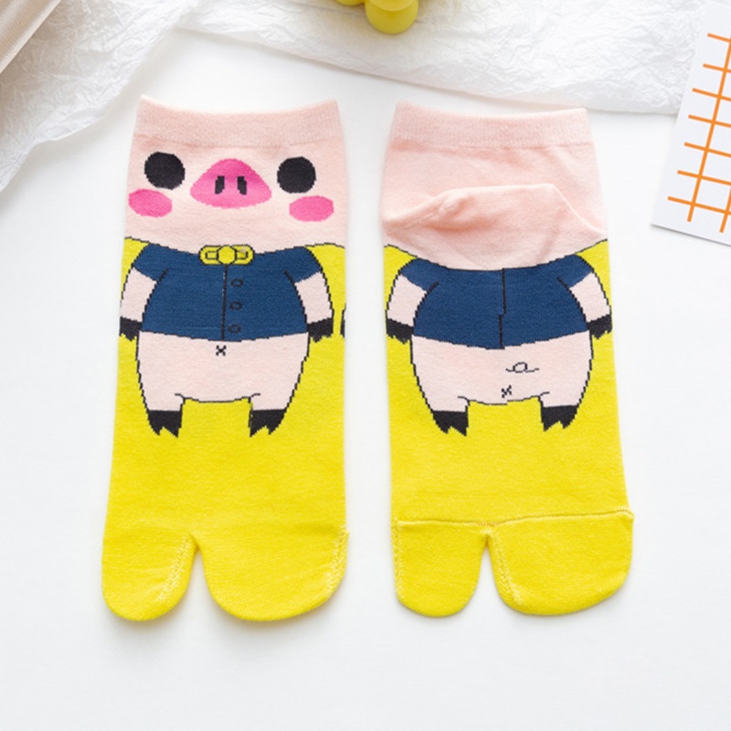 Xiangbao Vớ Xỏ Ngón Chân Cotton Hở Ngón In Hình Heo Hoạt Hình Phong Cách Harajuku Cho Nữ