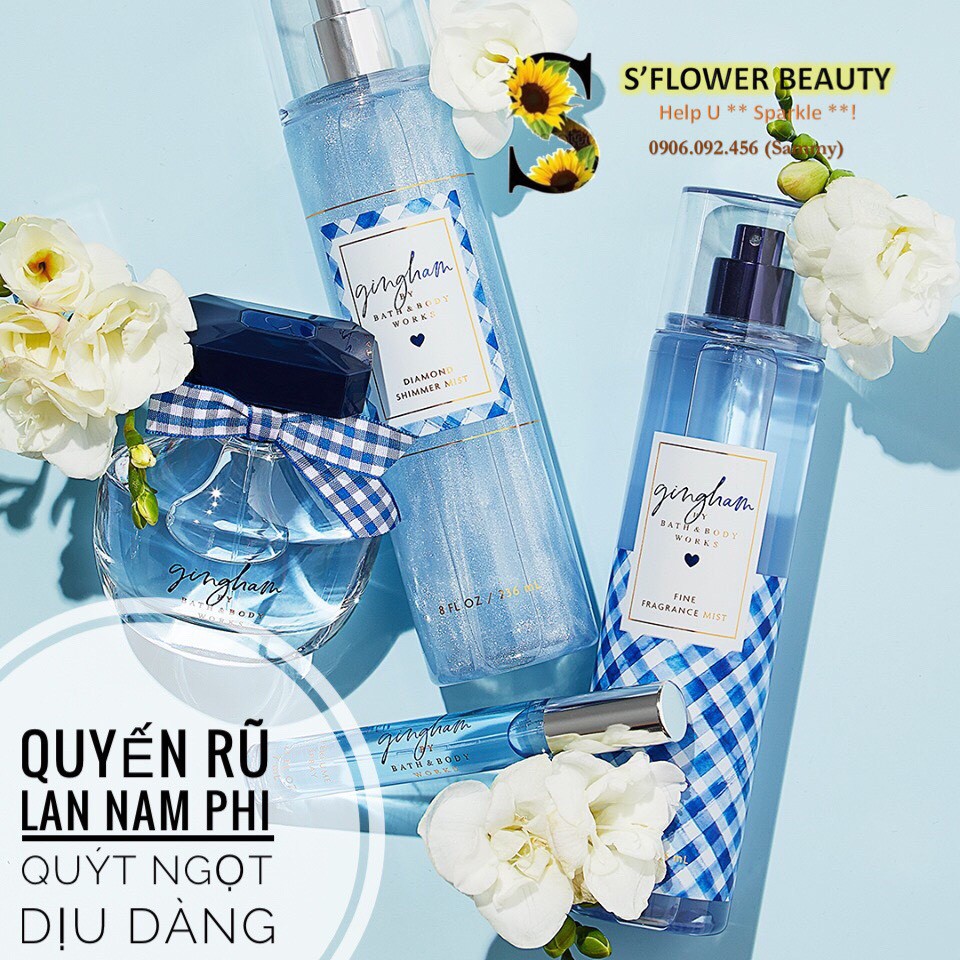 💙 GINGHAM | Sản Phẩm Tắm Dưỡng Xịt Thơm Toàn Thân Lưu Hương Mịn Da Bath & Body Works