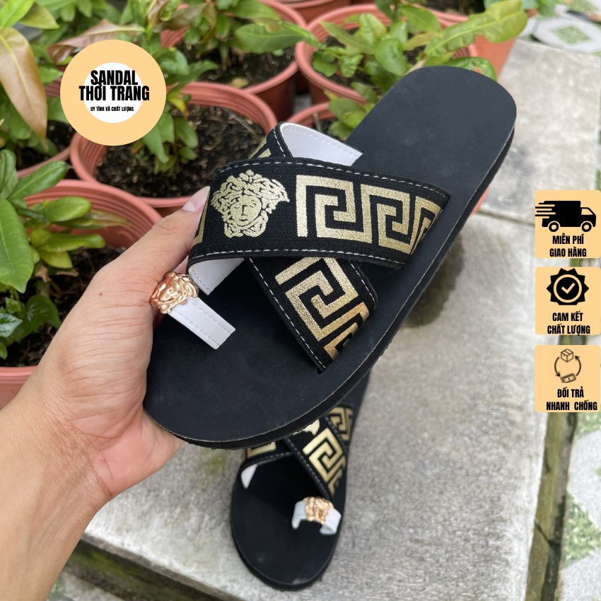 Dép sandal xỏ ngón quai chéo SANDALTHOITRANG full size 30-44 nam nữ