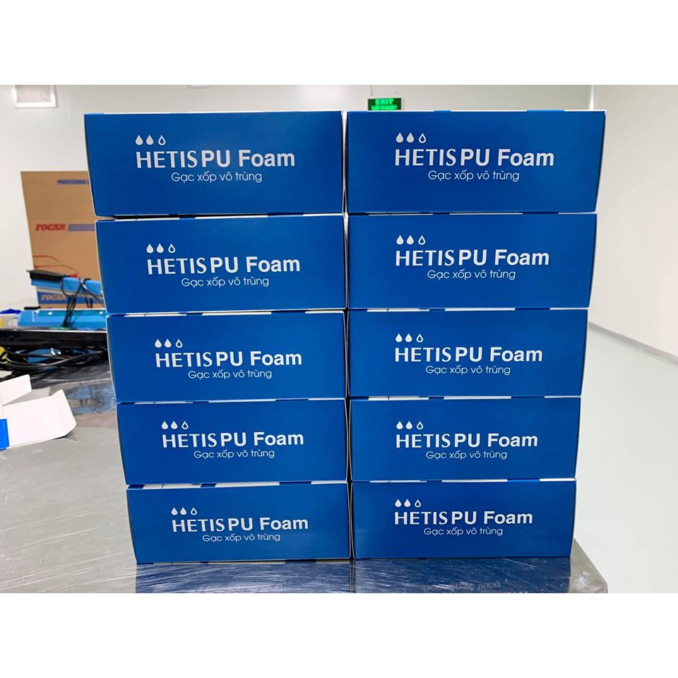 Gạc hút dịch chống loét vô trùng HETIS PU Foam 10x10cm - Vết loét tỳ đè, vết loét bỏng, vết thương hở nhiều dịch