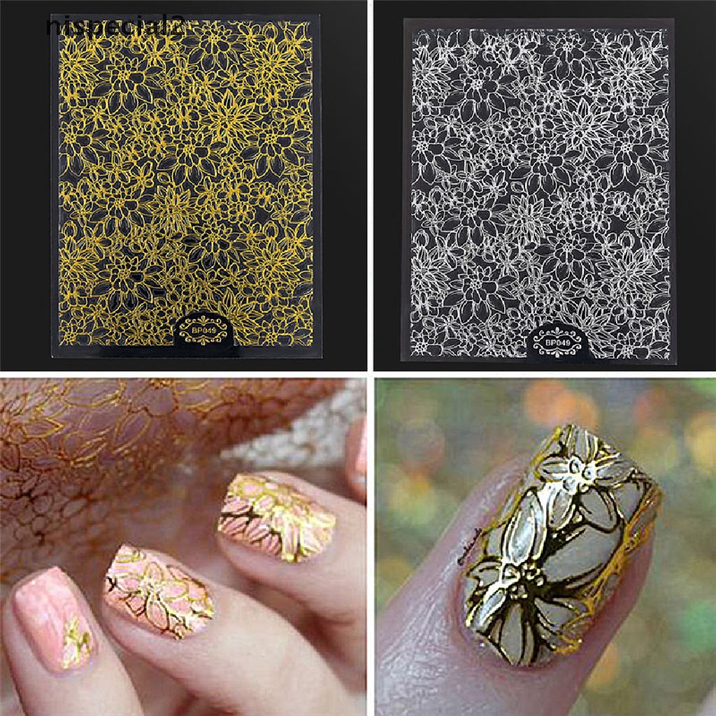 (Hàng Mới) Giấy Dán Nổi 3D Hoạ Tiết Hoa Trang Trí Móng Tay