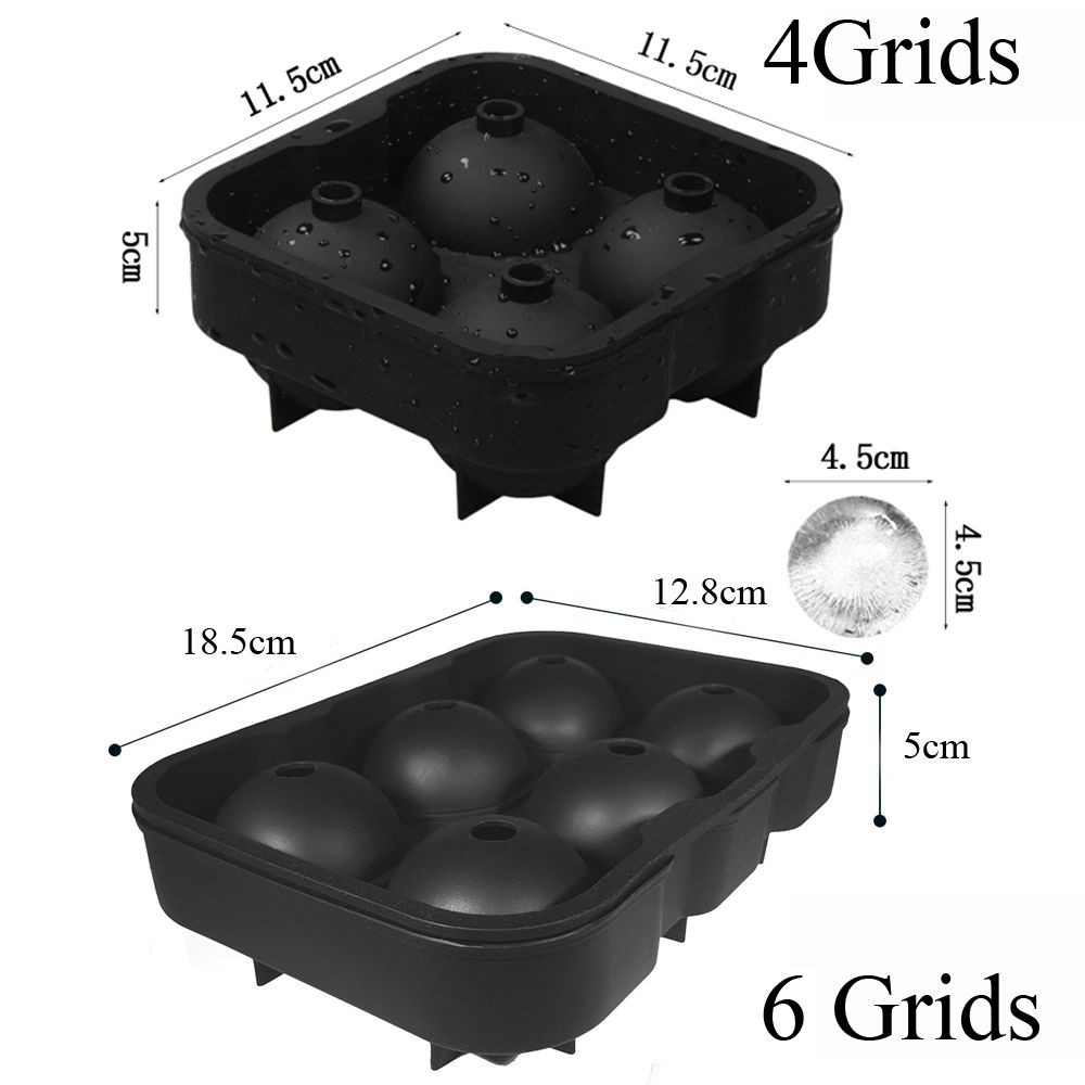4/6 Grids Baking Tool Whisky Cocktails Party Bar Supply Silicone Mould Ice Ball Cube Tray Ice Hockey Mold