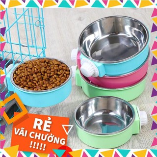 Bát ăn inox gắn chuồng cho chó mèo nlqk
