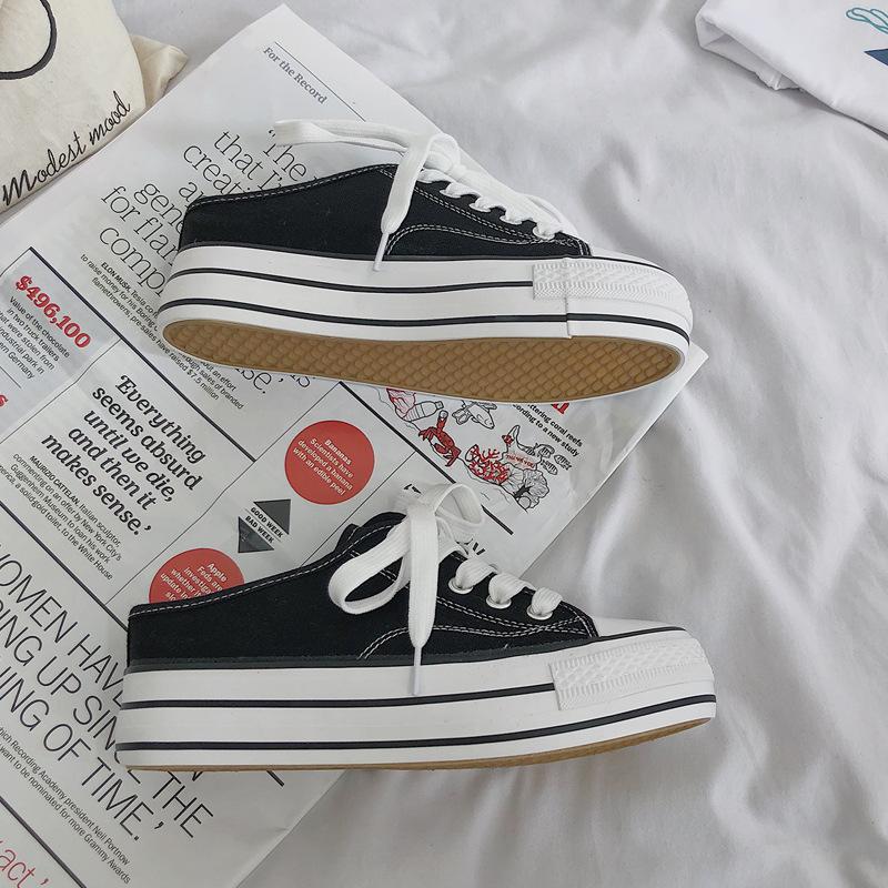 Giày Lười canvas Đế Độn Thời Trang Cho Nữ