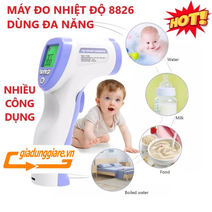 NHIỆT KẾ ĐIỆN TỬ 8826 dùng đa năng cảm ứng hồng ngoại máy đo nhiệt độ cơ thể , nhiệt độ sữa , cháo cho bé tiện lợi