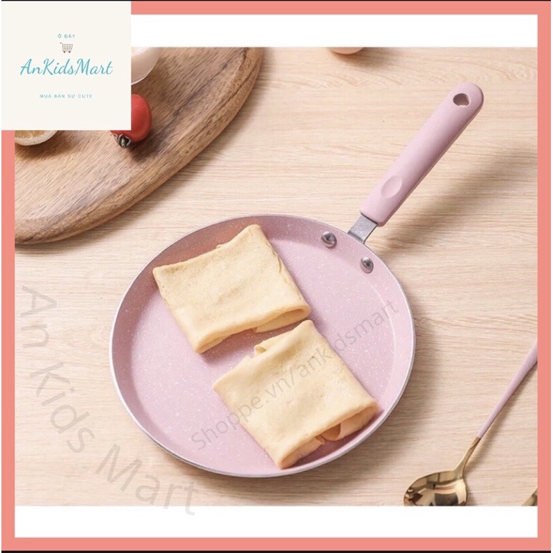 Chảo pancake mini phủ đá Maifan chống dính màu hồng siêu xinh