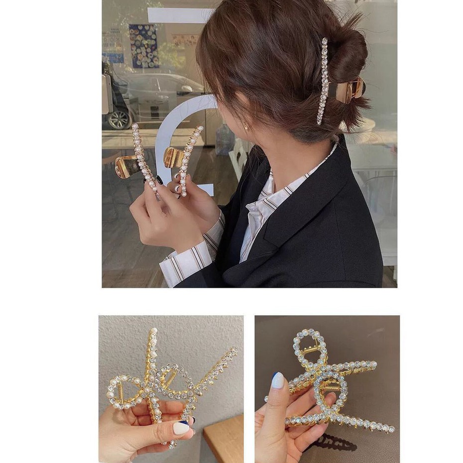 Kẹp Tóc Nữ ❤️FREESHIP❤️ Kẹp Tóc Kim Loại Gắn Đá - Ngọc Trai nhân tạo sang trọng phong cách Hàn Quốc xinh xắn cho nữ