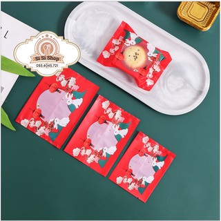 Túi đựng bánh trung thu 50g mẫu thỏ đỏ không kèm khay
