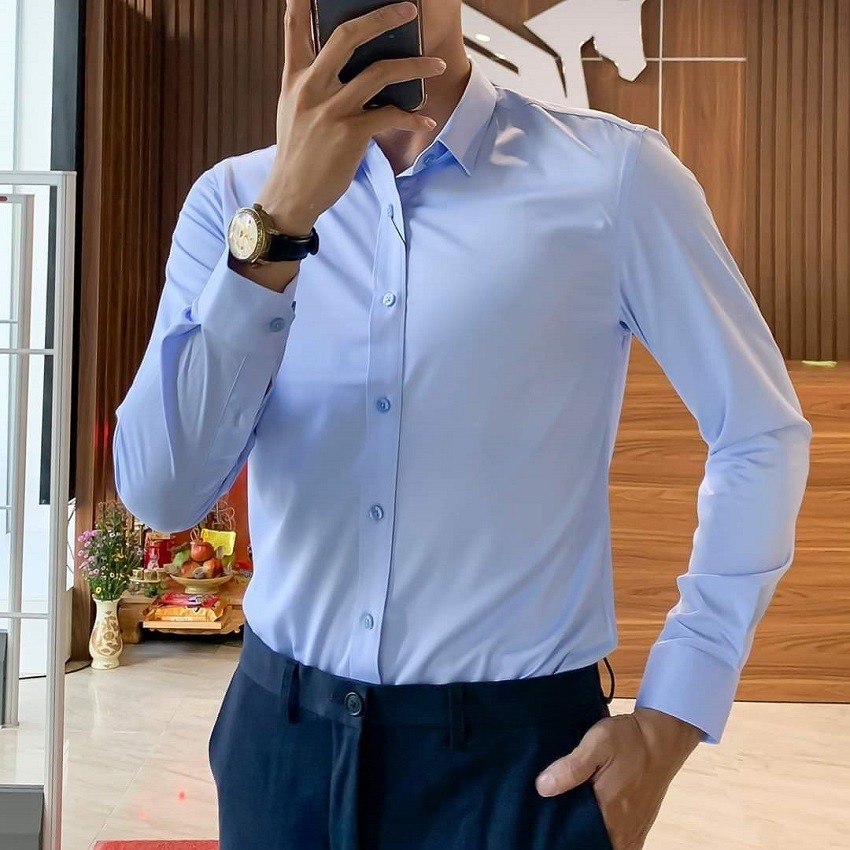 Áo sơ mi dài tay MOKI cổ bẻ phong cách thời trang không xù không nhăn | BigBuy360 - bigbuy360.vn