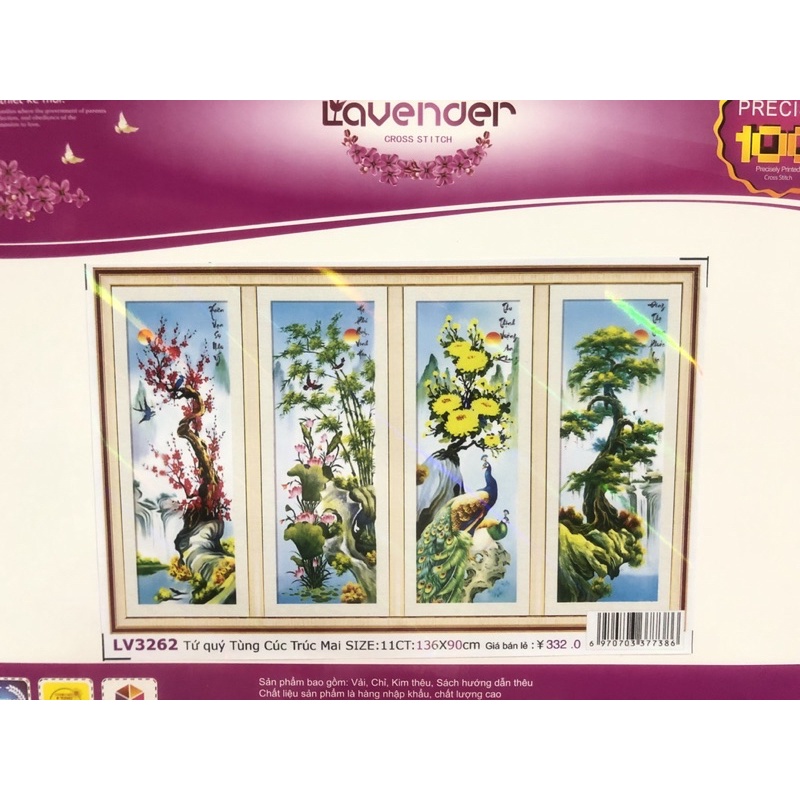 Tranh Đính Đá Tứ Quý Lv340 Tranh Thêu Tứ Quý Lv3262