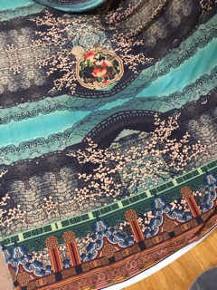 Lụa cát hoa văn xanh