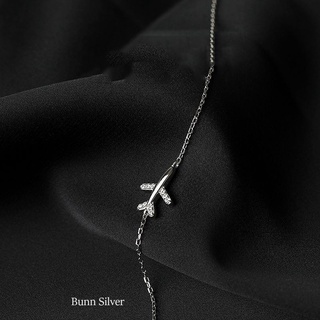 Lắc tay bạc Bunn Silver hình máy bay đơn giản, sang trọng