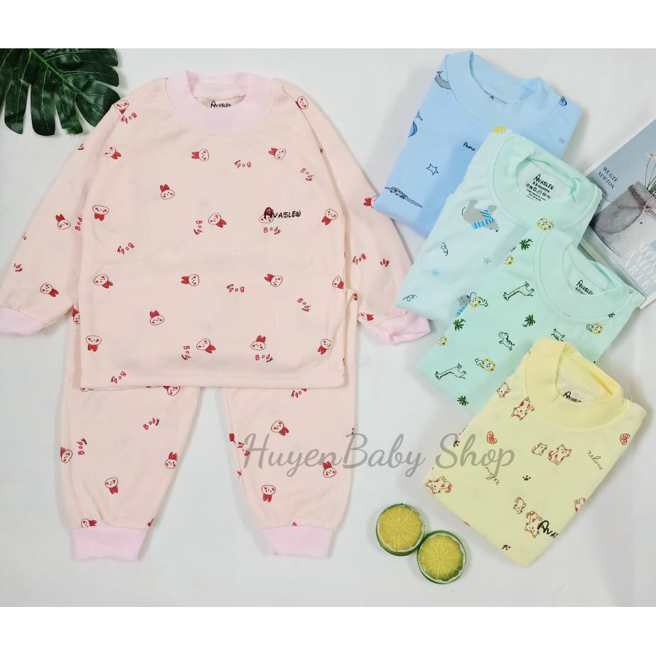 Bộ quần áo dài tay Cotton nỉ Ava mẫu mới mềm mịn cho bé trai, bé gái (HBB1280)