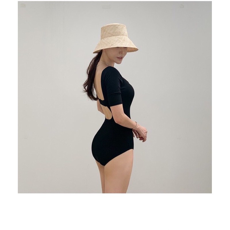 Bikini 1 Mảnh Ulzzang Hàn Quốc Đồ Bơi Đồ Bơi Hở Lưng Mẫu Mới 2021 ĐENXANH 2598 K4-A13