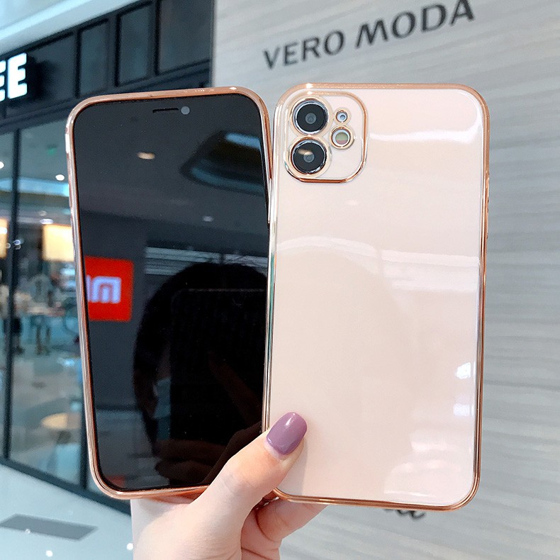 Mạ Khung viền thẳng Ốp lưng mềm cho iPhone 11 Pro Max X XR XS Max 6s 7 8 Plus Vỏ cho iPhone 11