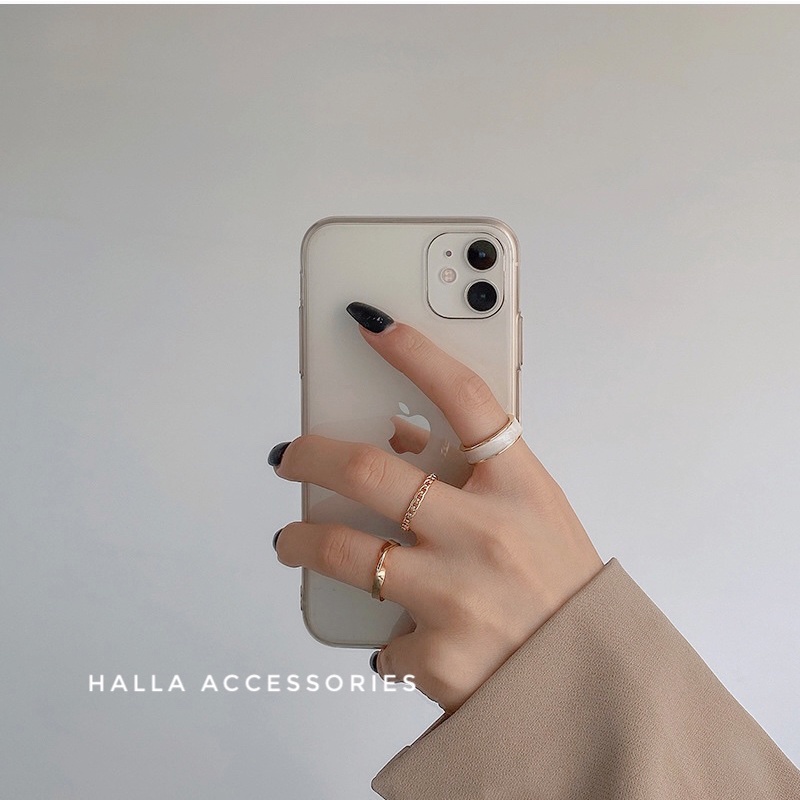 Nhẫn Nữ Xà cừ màu Gold White cao cấp HALLA NH111