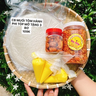 Combo bánh tráng phơi sương + muối tôm hành phi + tóp mỡ