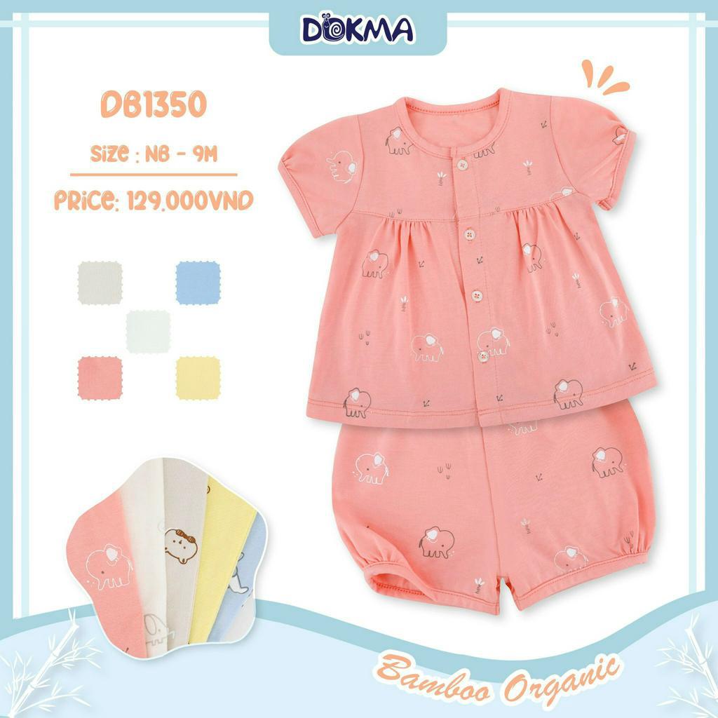 DB1350 Bộ sơ sinh cộc tay cài giữa bamboo Dokma bé trai / bé gái