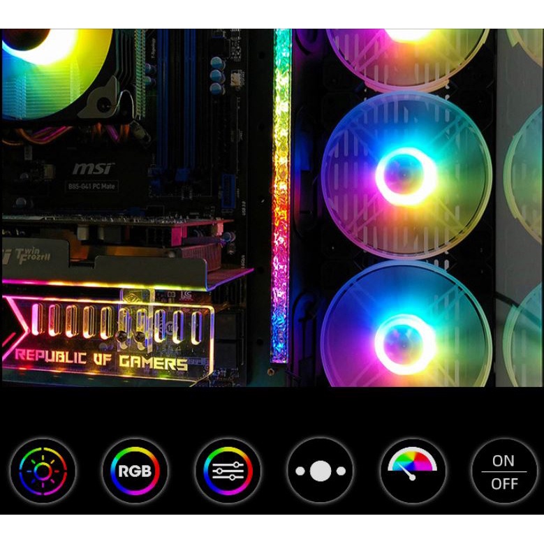 Quạt Tản Nhiệt, Fan Led RGB Coolmoon Y2 Có Điều Tốc PWM - Led Sync Main 3 Pin 5v / Bộ Hub Coolmoon P-ARGB PWM