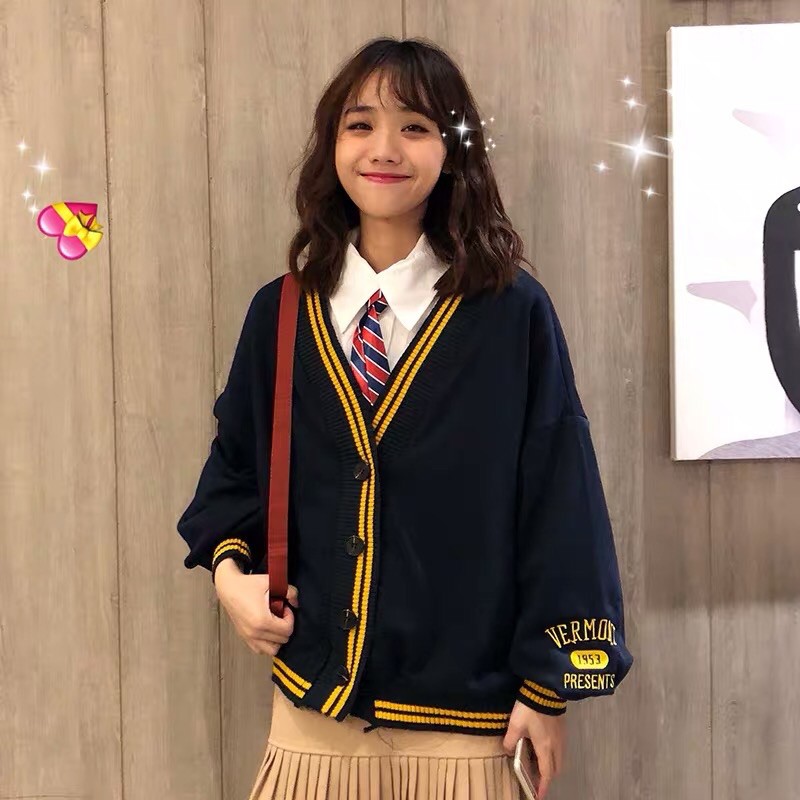 Áo Cadigan Nỉ Ullzzang Unisex Phối Viền Màu | BigBuy360 - bigbuy360.vn