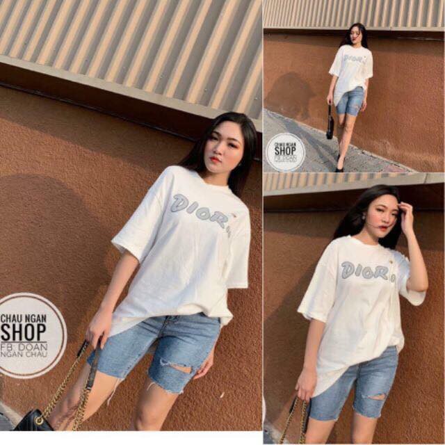 Quần jeans ngố nữ màu xanh rách